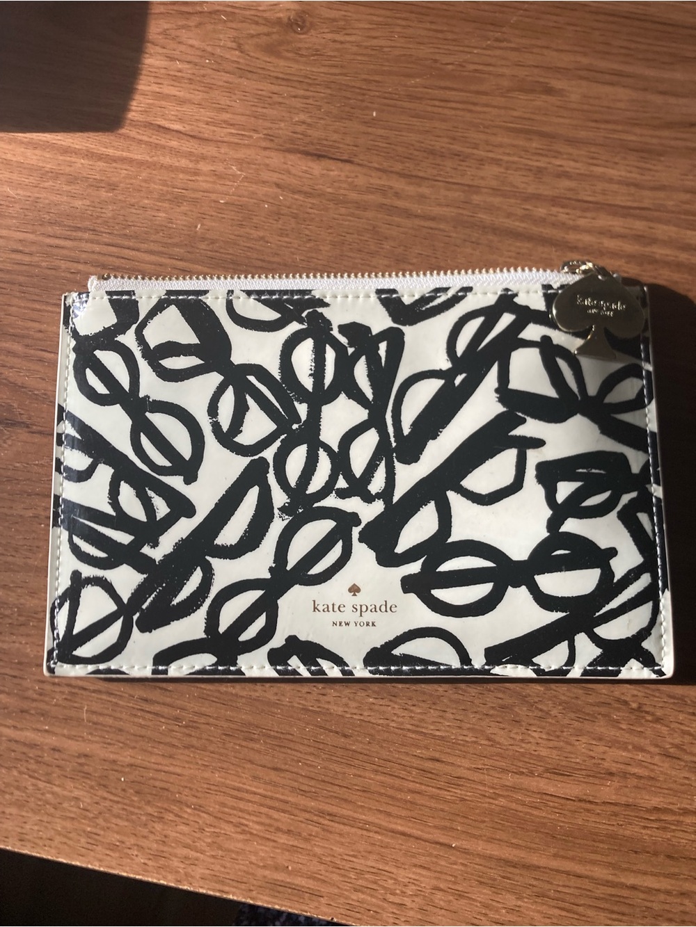 kate spade Black and White Scribble Zip Card Pouch